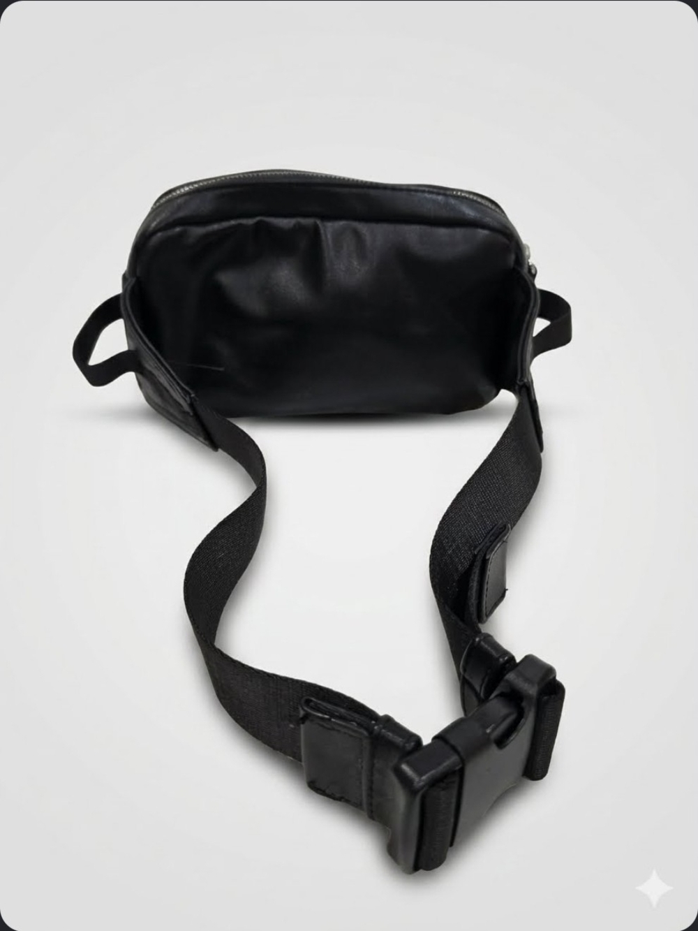 Zara Man Black Faux Leather Utility Belt Bag Bum Bag Fanny Pack - Picture 3 of 6